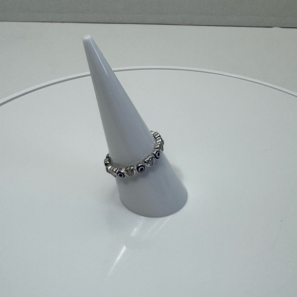 Inlay Evil Eye Ring 925 Sterling Silver Ring - Picture 6 of 12